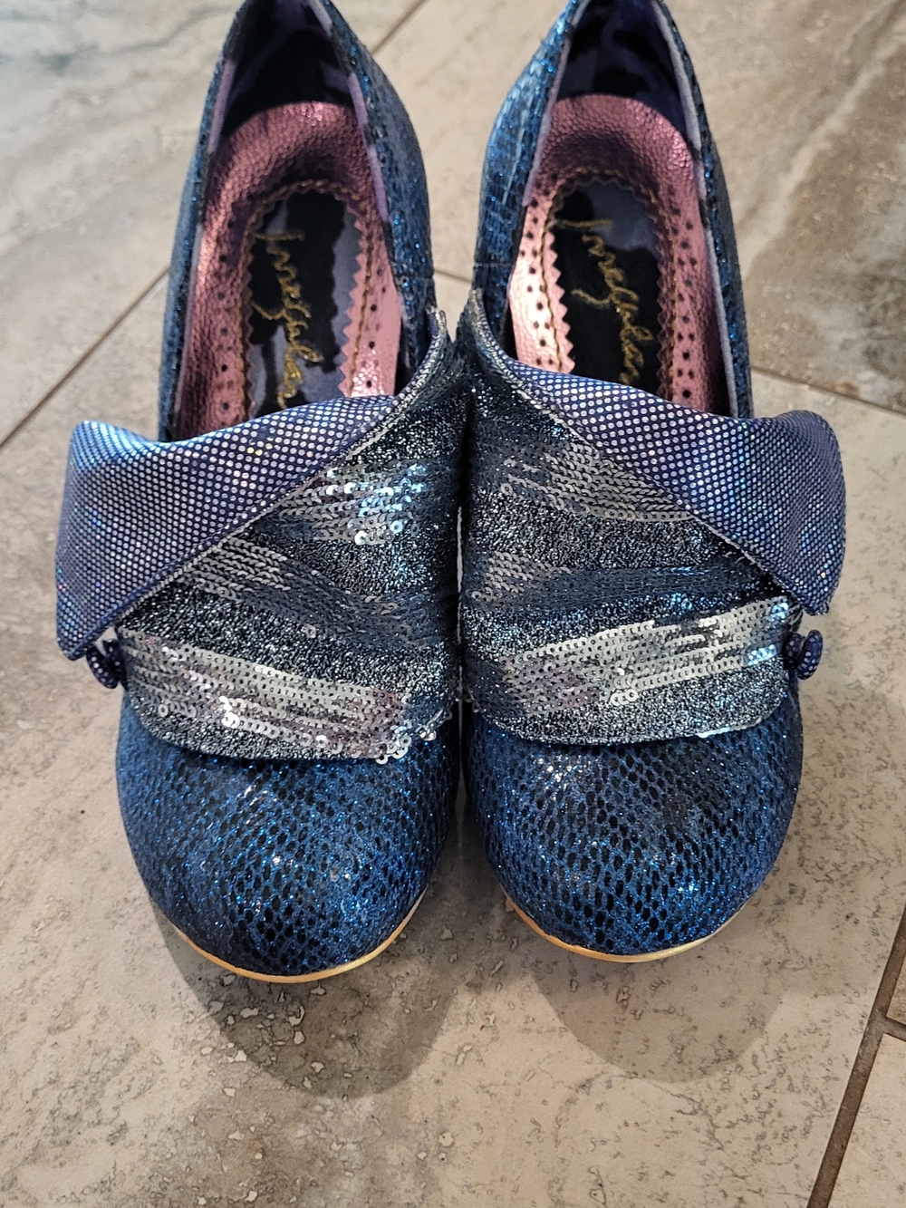 Irregular Choice Blue Sequin Fold-Over Pumps